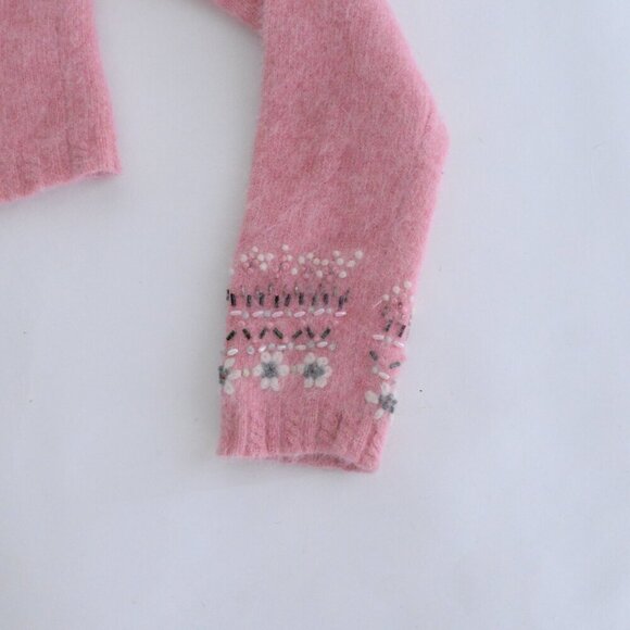 Planet Earth Pink 44% Australian Lamb Wool 34% Angora Fine Knit Crop Sweater M - Picture 5 of 12